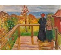 YIMACBJXX De Célèbres Tableaux Decoration Toile Graffiti Art Mural sur la véranda d'Edvard Munch Toile Wall Art Pour les Décorations pour la Maison 60x90cm