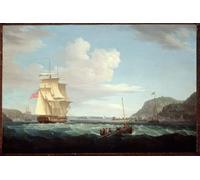 YIMACBJXX Decoration Toile Graffiti Art Mural une frégate britannique avec une chaloupe au large du promontoire de Gallows Hill par Whitcombe Pour les Décorations pour la Maison 60x90cm