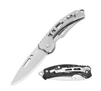 YiMai Couteau Pliant, 2 pièces Mini Couteau de Poche Portable EDC pour Porte-clés, Camping, Déballage par Coursier (Noir & Argenté)