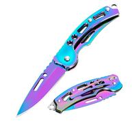 YiMai Couteau Pliant, 2 pièces Mini Couteau de Poche Portable EDC pour Porte-clés, Camping, Déballage par Coursier (Couleur dégradée)