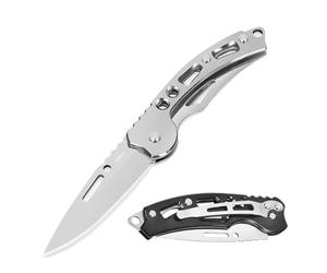 YiMai Couteau Pliant, 2 pièces Mini Couteau de Poche Portable EDC pour Porte-clés, Camping, Déballage par Coursier (Noir & Argenté)