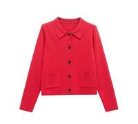 YIMAISZQ Cardigan Femme Femmes Red pour Les Spring Elegant Long Sweve Trinted Pull Mabinet Casual Crated Cropwearwears Extérieur-comme Image-s