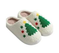 YIMAISZQ Pantoufles De Noël pour Femmes Et Hommes, Chaudes À La Mode, Motif Brodé Père Noël, Diapositives, Sandales Couple, Chaussures Famille-Arbre Noël-44-45