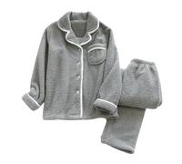 YIMAISZQ Pyjama Automne Et Hiver Dames Plus Taille Pyjamas Chaud Costume Shu Mianmao Simple Service À Domicile Pijamas Femmes-Gris-m