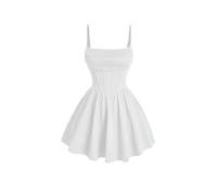 YIMAISZQ Robe Femme Chic Et Elegant Corset À Ordures pour Femmes Ajustement De Sangle Spaghetti Fustigation Mini-Robe Camie-Blanc Brillant-l