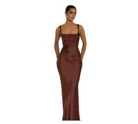 YIMAISZQ Robe Femme Spaghetti Bablier Sexy Élégante D'été Bodylesmcon Consid Midi Robe-Brun-l