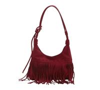 YIMAISZQ Sac bandoulière Femme À Frange Vintage Mode Main en Daim La Mode-Bourgogne