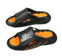 YIMAISZQ Tongs Homme Chaussons De Massage D'été Sandales Plage Intérieures en Plein Air Bottom Doux Décontractées Flip Flops Hommes Sandales-Noir Orange-42-43