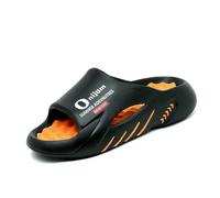 YIMAISZQ Tongs Homme Hommes Pantoufles De Glisse D'été Sandales Eva Seme Douce Unisexe Femmes Famille Intérieure Extérieur Marche Chaussures Plage Garçons Filles Garçons-Orange Noir-36-37