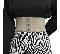 YIMAIWLX Ceinture femme large corset stretch élastique à bouton-pression kaki 70-95 cm