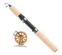 yiMANtrading Canne à pêche télescopique de 26 Pouces avec Ensemble de Moulinet, Canne à pêche sur Glace Portable, Combo d’Accessoires Compact et léger avec poignée en EVA et Guide en céramique (Or)