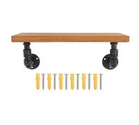 yiMANtrading Étagère Murale en Bois Massif avec Tuyau en Fer forgé, étagères flottantes rétro pour Bar à Domicile, Salon, Cuisine, Salle de Bain (Couche Unique)