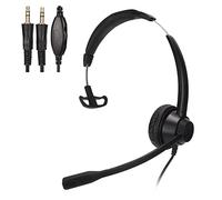 yiMANtrading H390 - PC - Casque monaural VA 3,5 mm, Casque PC Professionnel avec Microphone antibruit, Casque Mono-Oreille avec contrôle du Volume, Double Prise 3,5 mm à 3 Sections pour Centre