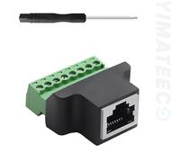 YIMATEECO Adaptateur de bornier à vis, RJ45 femelle vers bloc terminal, 8 broches, bloc de bornier à vis, adaptateur réseau LAN pour Cat7, Cat6, Cat5, Ethernet Extender CCTV/DVR (RJ45 femelle, 1