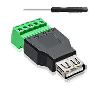 YIMATEECO Adaptateur de bornier à vis USB 2.0 femelle vers bloc terminal à 5 broches Adaptateur convertisseur connecteur pour appareil d'interférence USB (1 x USB 2.0 femelle)