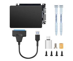 YIMATEECO Adaptateur M.2 NGFF SSD vers SATA 3.0, SSD NGFF 2,5 Pouces vers SATA 3.0 avec boîtier de 7mm et câble Adaptateur, jusqu'à 6 Gbit/s, Prend en Charge Les Normes 2230, 2242, 2260 et 2280