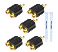 YIMATEECO Adaptateur Répartiteur RCA 5 pièces Connecteur Cinch Y Adaptateur AV 1 Mâle à 2 Femelle RCA à Jack pour Caisson Basses, Phono, Subwoofer Voiture, Amplificateur (5 pièces, R-C-A Splitter)