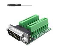 YIMATEECO DB15 Adaptateur de bornier à vis, DB15 mâle vers bloc terminal, 15 broches, adaptateur série sans soudure, bloc de bornier à vis avec tampon isolé (DB15 mâle, 1 pièce)