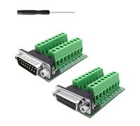 YIMATEECO DB15 Adaptateur de bornier à vis DB15 vers bloc terminal 15 broches sans soudure Adaptateur série Breakout Board Bloc de bornes à vis avec tampon isolant (DB15 1 prise femelle + 1 fiche, 2
