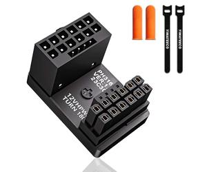 YIMATEECO GPU 12VHPWR ATX3.0 PCI-E 5.0 Adaptateur modulaire d'alimentation 12 + 4 broches 16 broches coudé vers le bas 180 degrés pour carte graphique 16 broches 12 + 4P (1 paquet)