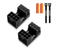 YIMATEECO Lot de 2 adaptateurs d'alimentation GPU à 8 broches, angle de 180 degrés femelle à 8 broches mâle vers 8 broches mâle pour carte graphique de bureau (angle vers le bas, noir)
