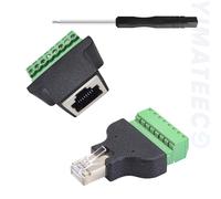 YIMATEECO Lot de 2 adaptateurs de bornes à vis RJ45 8P8C vers bloc terminal 8 broches - Adaptateur réseau LAN pour CCTV/DVR Cat5 Cat5e Cat6 Cat7 (1 prise femelle + 1 fiche)