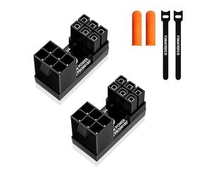 YIMATEECO Lot de 2 adaptateurs de connecteur d'alimentation GPU 6 broches, angle de 180 degrés, carte adaptateur d'alimentation pour carte graphique de bureau (2 paquets, biseau vers l'extérieur)
