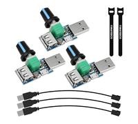 YIMATEECO Lot de 3 contrôleurs de vitesse USB pour ventilateur USB - Régulateur de volume d'air en continu - Avec interrupteur - U-SB vers 4 broches - Câble adaptateur F-an pour CPU (3 pièces, DC 4-12