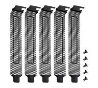 YIMATEECO Lot de 5 caches de fente PCI avec vis pour boîtier d'ordinateur, accessoires en acier dur, support de filtre à poussière, plaque vierge ventilée et anti-poussière (120 x 20 mm, noir)