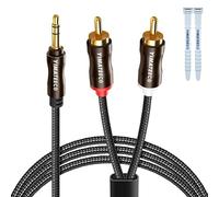 YIMATEECO Répartiteur pour casque 3,5 mm, 1 m répartiteur audio 1 adaptateur microphone mâle vers 2 femelles, câble répartiteur en Y 2 en 1 plaqué or stéréo, PC, ordinateur portable(1m/39", marron)