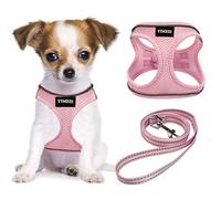 YIMEIS Ensemble Harnais et Laisse pour Chiots et Chats de Petite, Moyenne et Grande Taille, Harnais Anti-Traction en Maille Douce, Gilet réfléchissant réglable, Rose, S