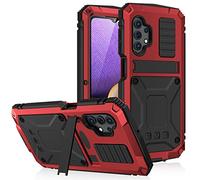 YiMi Métal Coque pour Samsung Galaxy A32 5G, Outdoor Heavy Duty Tough Armor Metal Militaire Case Intégré Ecran Anti-Poussière Antichoc Full Body Cover avec Béquille pour Samsung Galaxy A32 5G (Rouge)