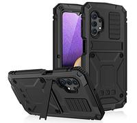 YiMi Métal Coque pour Samsung Galaxy A32 5G, Outdoor Heavy Duty Tough Armor Metal Militaire Case Intégré Ecran Anti-Poussière Antichoc Full Body Cover avec Béquille pour Samsung Galaxy A32 5G (Noir)