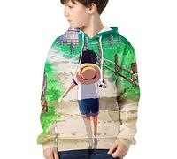 YIMIAO Enfants Sweat à Capuche One Piece Impression en 3D Pull Japonais Animé Manches Longues Hoodie Luffy Ace Pullover Garçon Fille（100-160）(150)