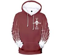 YIMIAO Femmes Hommes 3D One Piece Japonais Anime Sweats à Capuche Unisex Pullover Ace Luffy Sweatshirt Hoodie(L)