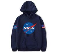 YIMIAO Femmes Pull NASA Lettre Imprimer Hoodie Hommes Sweat à Capuche Unisexe Pullover(XS)