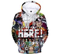 YIMIAO Garçon Fille One Piece Sweat à Capuche Impression 3D Couleur Pull Japonais Luffy Hoodie Ace Pullover （100-160）(140)