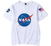 YIMIAO Hommes Femmes NASA Été Tee-Shirt Unisexe T-Shirt à Manches Courtes National Space Galaxy Novelty Imprimer Unisexe Tee(L)