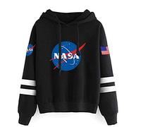 YIMIAO Hommes Femmes NASA Logo Sweats à Capuche Unisex À Manches Longues Pullover Sweatshirt Hoodie(XS)