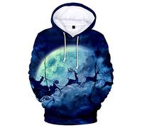 YIMIAO Noël Homme Femmes Sweats à Capuche Chirstmas 3D Print Pullover Casual Hoodie Manche Longue Tops Hauts(4XL)