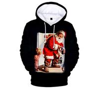 YIMIAO Noël Homme Femmes Sweats à Capuche Chirstmas 3D Print Pullover Casual Hoodie Manche Longue Tops Hauts(L)