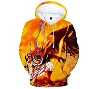 YIMIAO Unisex Fille Fairy Tail Sweat à Capuche 3D Rôle imprimé Couleur Pullover Homme Japonais Gray Natsu Sweat-Shirt(XXL)
