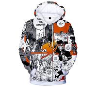 YIMIAO Unisex Fille Fairy Tail Sweat à Capuche 3D Rôle imprimé Couleur Pullover Homme Japonais Gray Natsu Sweat-Shirt(M)