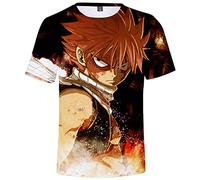 YIMIAO Unisexe Fairy Tail T-Shirt Impression Rôle 3D imprimé à Manches Courtes Été Homme Femme Japonais Animé Natsu Tshirt(L)