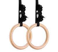 Yimidear Anneaux Gymnastique, Anneaux Olympiques en Bois avec Sangles à Boucle Anneaux de Gymnastique en Bois pour la Musculation, Le Crossfit, Les Tractions et Les Dips