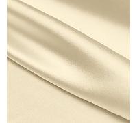 Yimihua 100% Tissu de Soie de mûrier Taffetas de Soie au mètre Doublure de Robe Artisanat Décoration Drapé Vêtements de Mariage Tissu de Soie Matériel 114cm de Large(Color:Beige)
