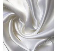Yimihua 100% Tissu de Soie de mûrier Taffetas de Soie au mètre Doublure de Robe Artisanat Décoration Drapé Vêtements de Mariage Tissu de Soie Matériel 140cm de Large(Color:White)