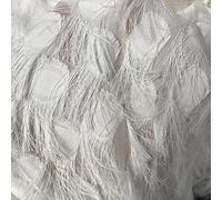 Yimihua Tissu Mousseline De Soie Plume Gland Tissu Polyester Tissu Tulle, Tissu Décoratif pour Mariage, Fête, Robe Événement Décoration Largeur 140cm(Color:Blanc)