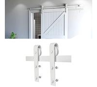 YIMING 200 cm/6,6 FT Système de Porte Coulissante Kit de Rail pour Porte Coulissante avec 2 Sections Rail et 2 Roulette, Blanc Classique
