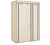 YIMING Armoire Chambre d'Adulte à Deux Portes, Armoire de Rangement Pliable et Portable, Penderie en Tissus Non-tissé, Armoire à Vêtements avec Une Tringle (Beige, 110×45×175 cm)